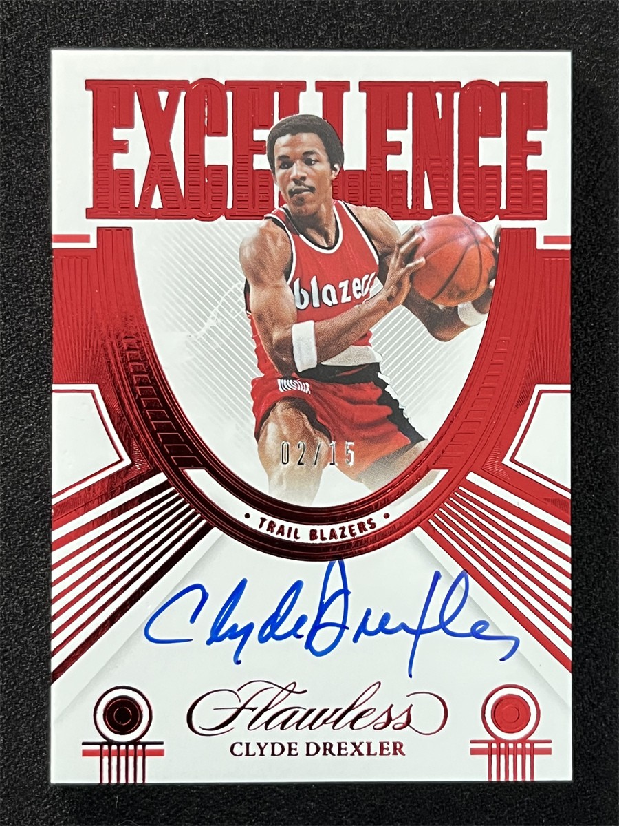2021-22 Panini Flawless Clyde Drexler #EXC-CLY Ruby Excellence Auto Blazers /15 view 1