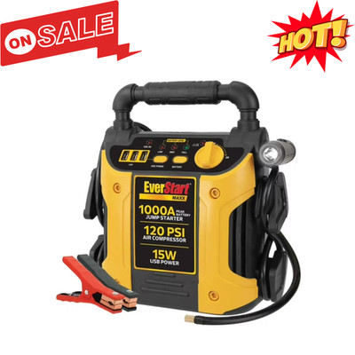EverStart Maxx 1000 Peak Amp Jump Starter 120 PSI Air Compressor LED Light