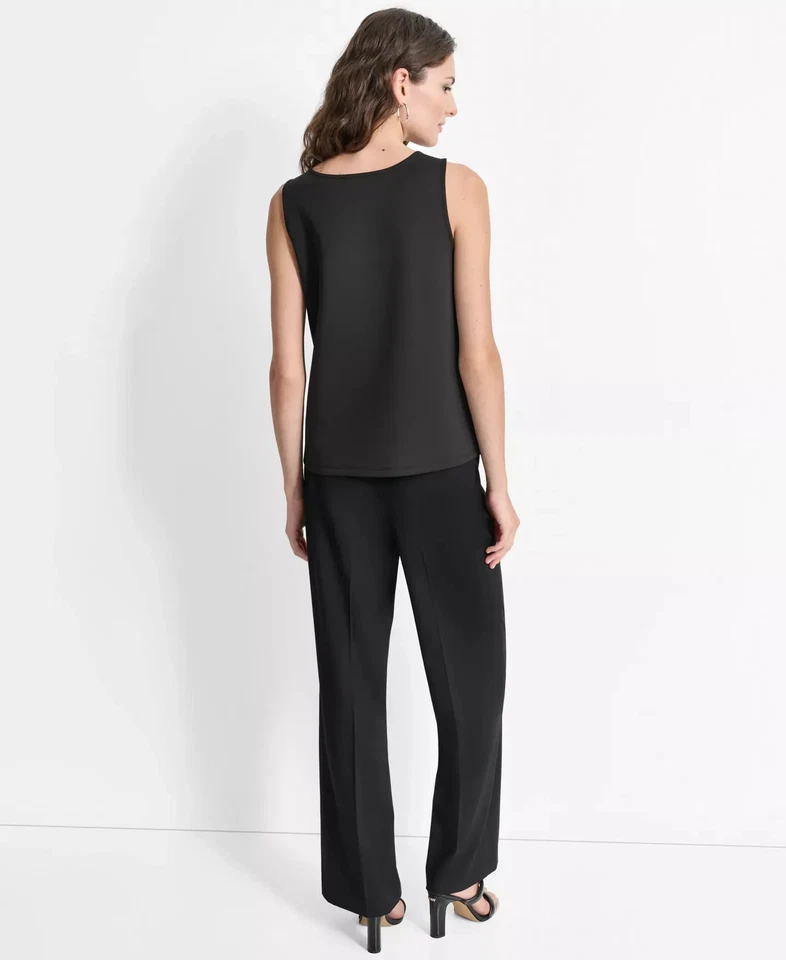 Camiseta sin mangas DKNY para mujer talla M lentejuelas cuello redondo sin mangas salvia Foto 2 de 4