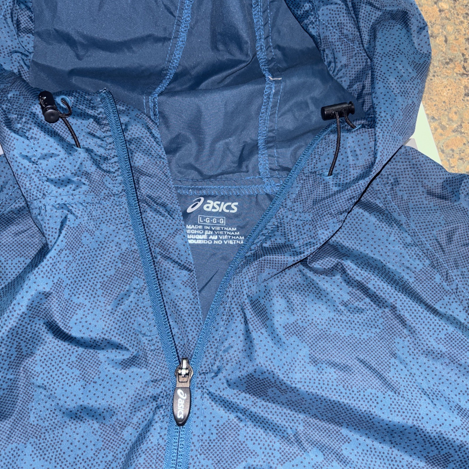 ASICS Navy Hooded Softshell Packable Jacket Full … - image 1