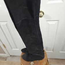 Womens Black Suede Over The Knee Boots 8.5 Whimsigoth Witchy 90s Minimalist Vtg