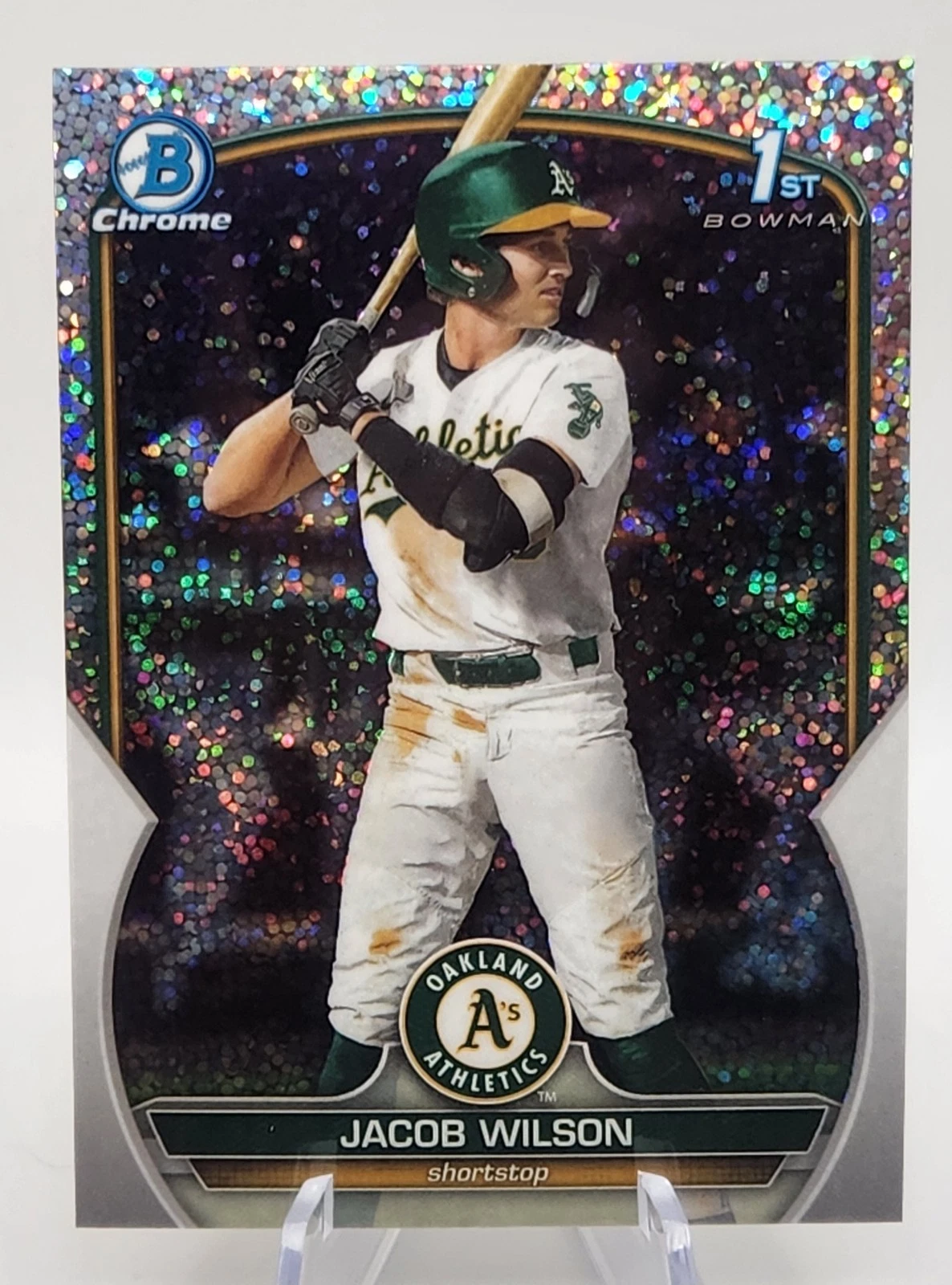 2023 Bowman Draft Chrome 1st Jacob Wilson Sparkle Refractor #BDC-121 Athletics B