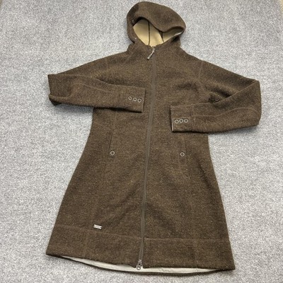 Outdoor Research Coat Womens Medium Brown Hooded Fleece Lined Full Zip Long