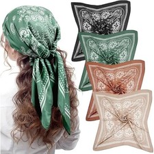 Large Silk Feel Satin Scarf Head Square Wrap Neck Neckerchief Shawl Hair Scarf