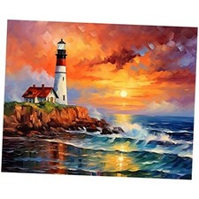 Lighthouse Seascape Paint by Number for Adults,DIY Digital Oil Painting Kits