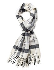 VERONZ Super Soft Classic Cashmere Feel Winter Scarf White Black Plaid
