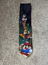 Vintage 90  s Looney Tunes Taz Bugs Bunny Golf Men  s Necktie