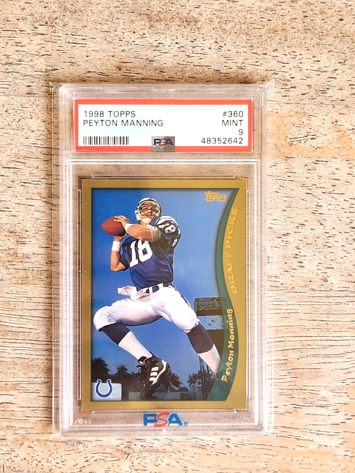 1998 Topps Peyton Manning #360 (RC) - PSA 9 MINT π₯π₯π₯ - Indianapolis Colts view 4