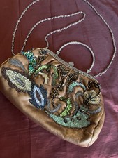 Beaded Evening Purse With Handle And Detachable Chain Strap
