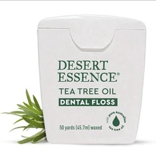 5-Pack DESERT ESSENCE Tea Tree Oil Dental Floss 50 Yards each - NEW