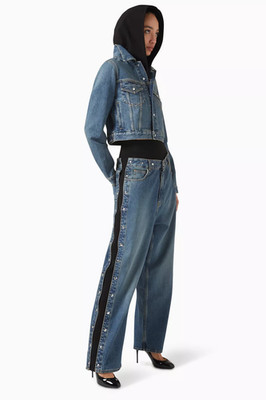 $2,950 ALAÏA / ALAIA ''Blue Knit Band Jeans'' button jersey trimmed high-rise - 4