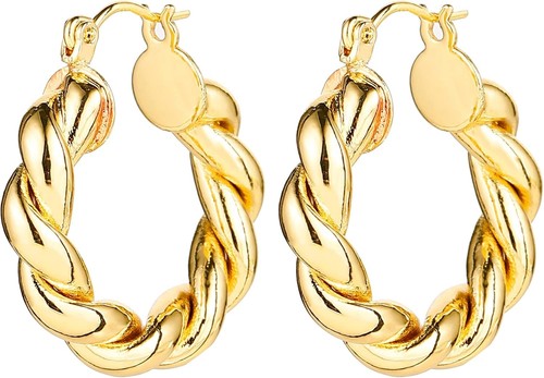 Juego de regalo de 6 pares de pendientes de aro de oro para mujer ligeros gruesos - Imagen 11 de 11