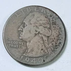 1940 Washington Silver Quarter — 90% Silver — Circulated Coin #6043