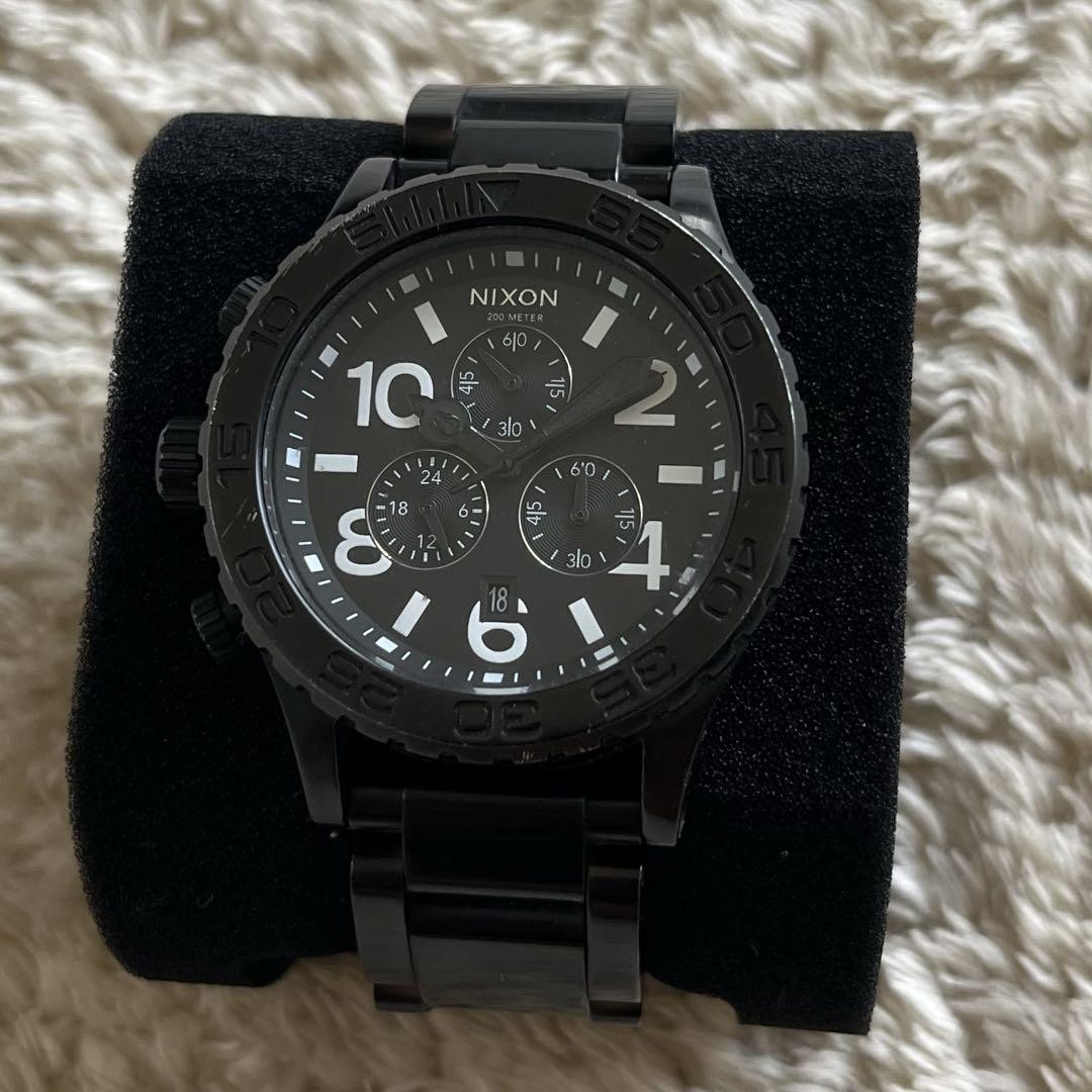 Nixon Black Chronograph 42-20 Men's Watch with Date Display