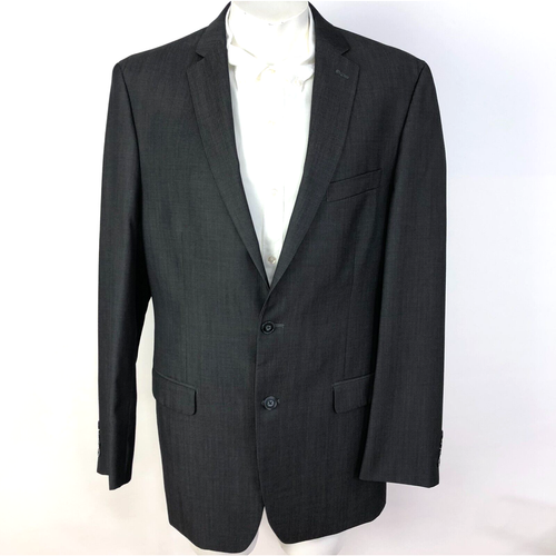 Calvin Klein Slim Fit 42L 100% Wool Two Button Blazer Coat Jacket Gray MINT
