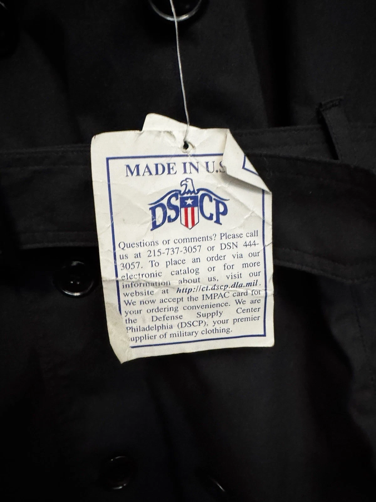 DSCP Garrison Collection Men's Black Long Belted Lined Twill Trench Coat 40R - product detail image 2