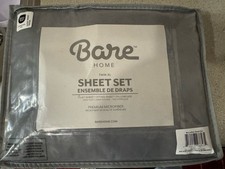 Bare Home Ultra-Soft Sheet Set, 3-Pieces Easy Fit - Extra Soft Twin XL, Gray New