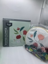 NEW Craft Crush Winter Flower Embroidery Kit W/Hoop Pattern Canvas Thread YX