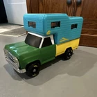 Tonka Pressed Steel Camper Truck Green Blue Yellow Vintage Toy Vehicle