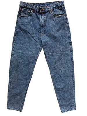 Vintage Levis 550 Relaxed Fit Mens Acid Wash Blue Jeans Zip Fly 34W 34L USA Made