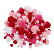 Pom Felt Balls Fabric 1-3cm 10-30mm Red White for Craft Project DIY 130 Pack