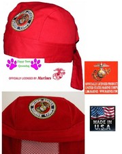 USA Made USMC US MARINE CORPS SEAL FITTED LINED Bandana w/Ties DO RAG Skull Cap