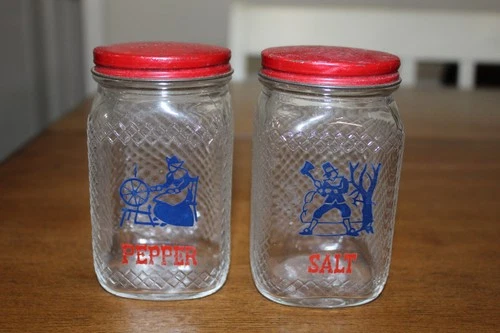 Vintage Hazel Atlas Clear Depression Glass Lattice Salt & Pepper Shakers L@@K!