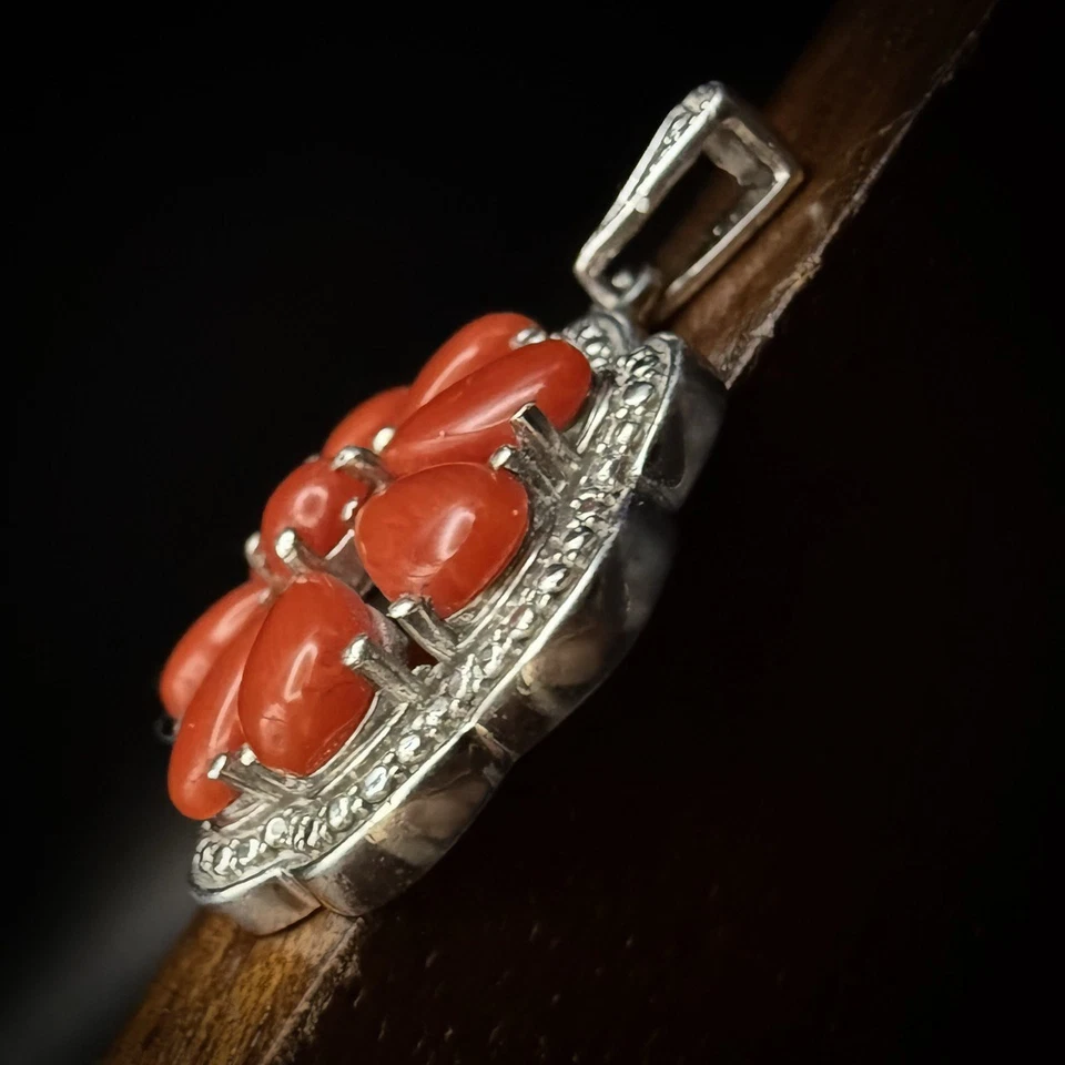 925 Sterling Silver & Coral Pendant - Image 4 of 4