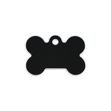 Adressanhänger mit Gravur - Knochen groß - mit Rand - Schwarz - Marke