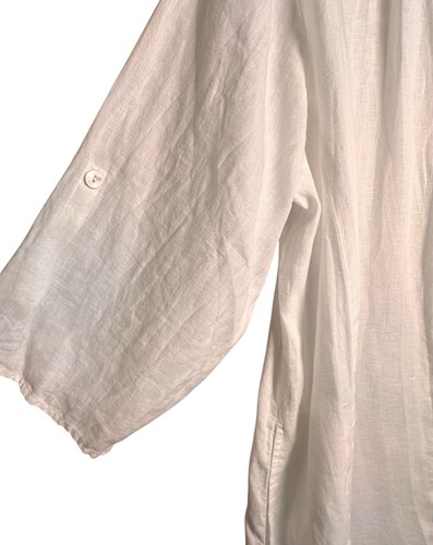 J Jill Pure Jill 100% Linen Open Front Longline White Duster Kimono Lagenlook - Picture 9 of 24