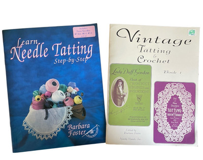 Lot of 2 Vintage Tatting & Crochet Learn Needle Tatting by Barbara Foster