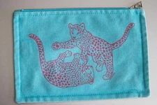 Hermes Small Canvas Flat Pouch Petit Ferrage Turquoise Leopard Authentic From JP