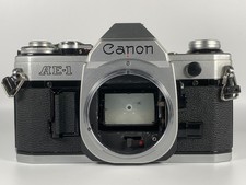 Canon AE-1 35mm SLR Film Camera Body FD Mount Silver Black Tested Working