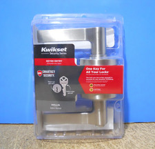 Kwikset SmartKey Security HOLLIS Keyed Entry Door Lever Satin Nickel 94050-695