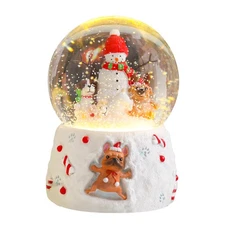 Christmas Snow Globes for Kids, Musical Snow Globe Snowman with Dogs Glass Sn...