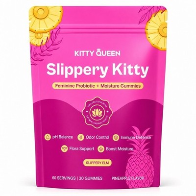 Kitty Queen Slippery Kitty Pineapple Probiotic Moisture Gummies