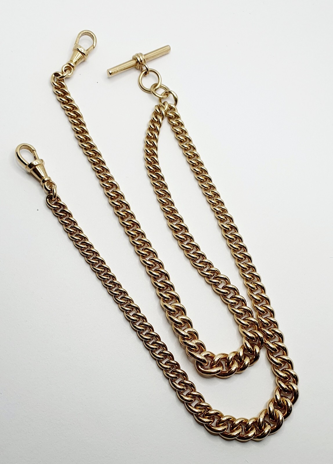 Heavy 9ct Gold Graduated ALBERT CHAIN 22" Yellow Gold Chain / Pocket