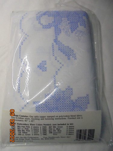 Special Edition "FAN" Table Topper Cross Stitch by Bucilla-40" Size-New-Sealed - Picture 2 of 2