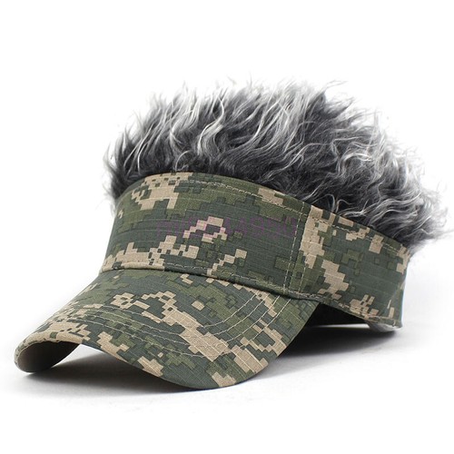 Sun Visor Cap with Fake Hair for Men Women Novelty Golf Cap Wig Baseball Hat - Picture 28 of 35