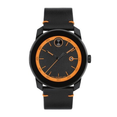 MOVADO BOLD TR90 3601113 ORANGE DIAL BLACK LEATHER STRAP  display picture 3