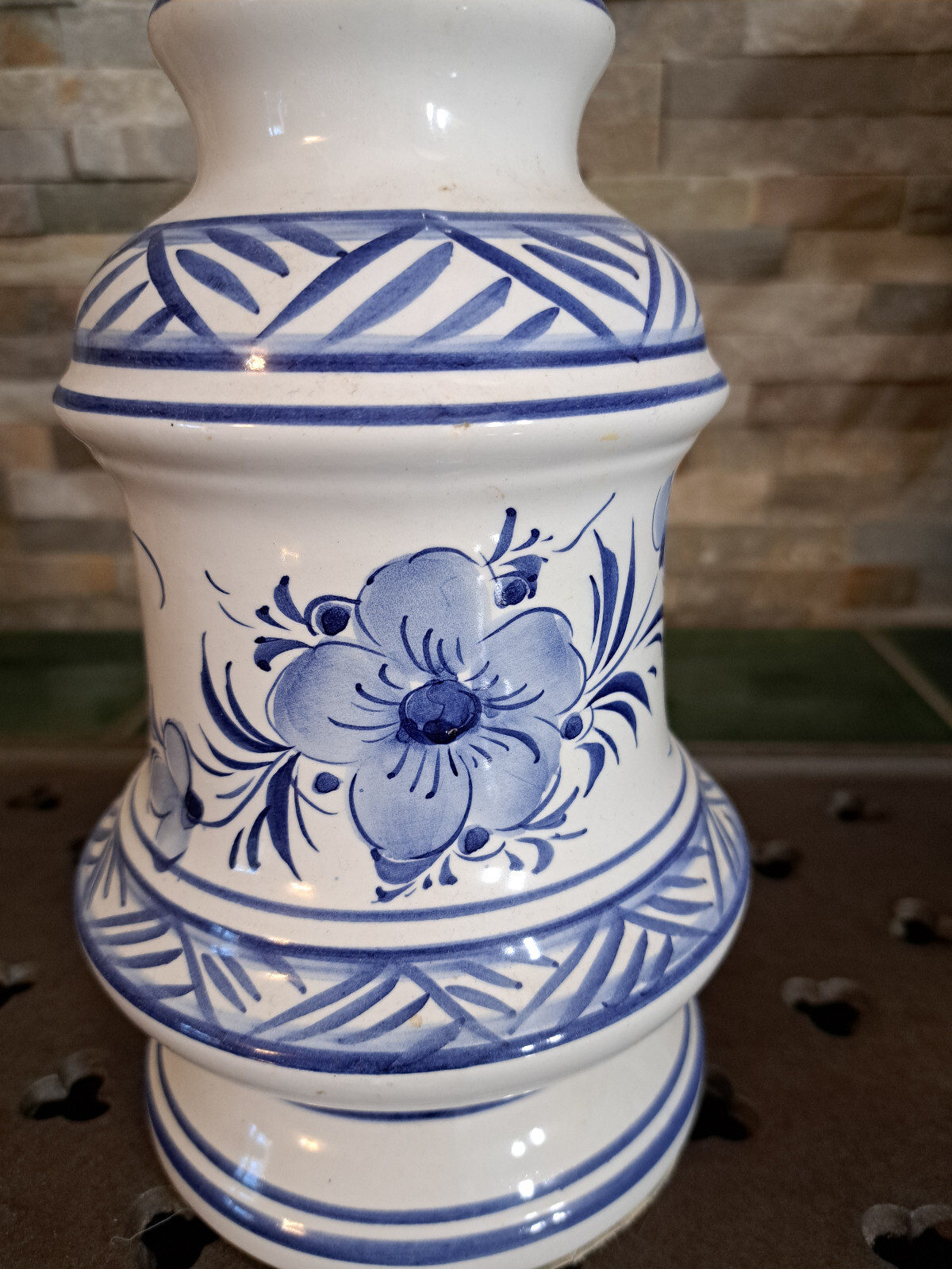 Lampe à Pétrole Porcelaine décor fleurs - Décoration