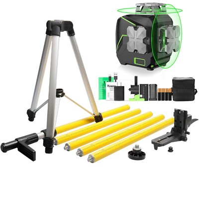 Huepar S02CG Grüner 2D Kreuzlinienlaser mit Lithium Akku Mit Teleskopstange LP36