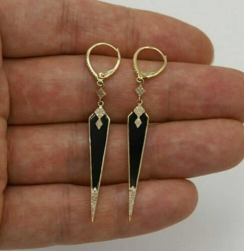 Orecchini di lusso con gemme in oro giallo con pietra principale onice