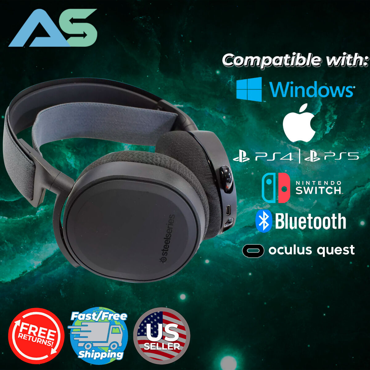 SteelSeries Arctis 7+ Lossless Wireless Gaming PC/ MAC/ PS4 SteelSeries Arctis 7+ Lossless Wireless Gaming PC/ MAC/ PS4