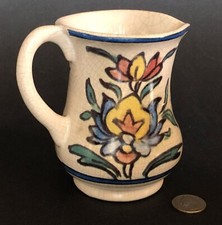 Pottery Barn Iznik Turkish Creamer Mini Pitcher Crackle Floral Flowers Heavy