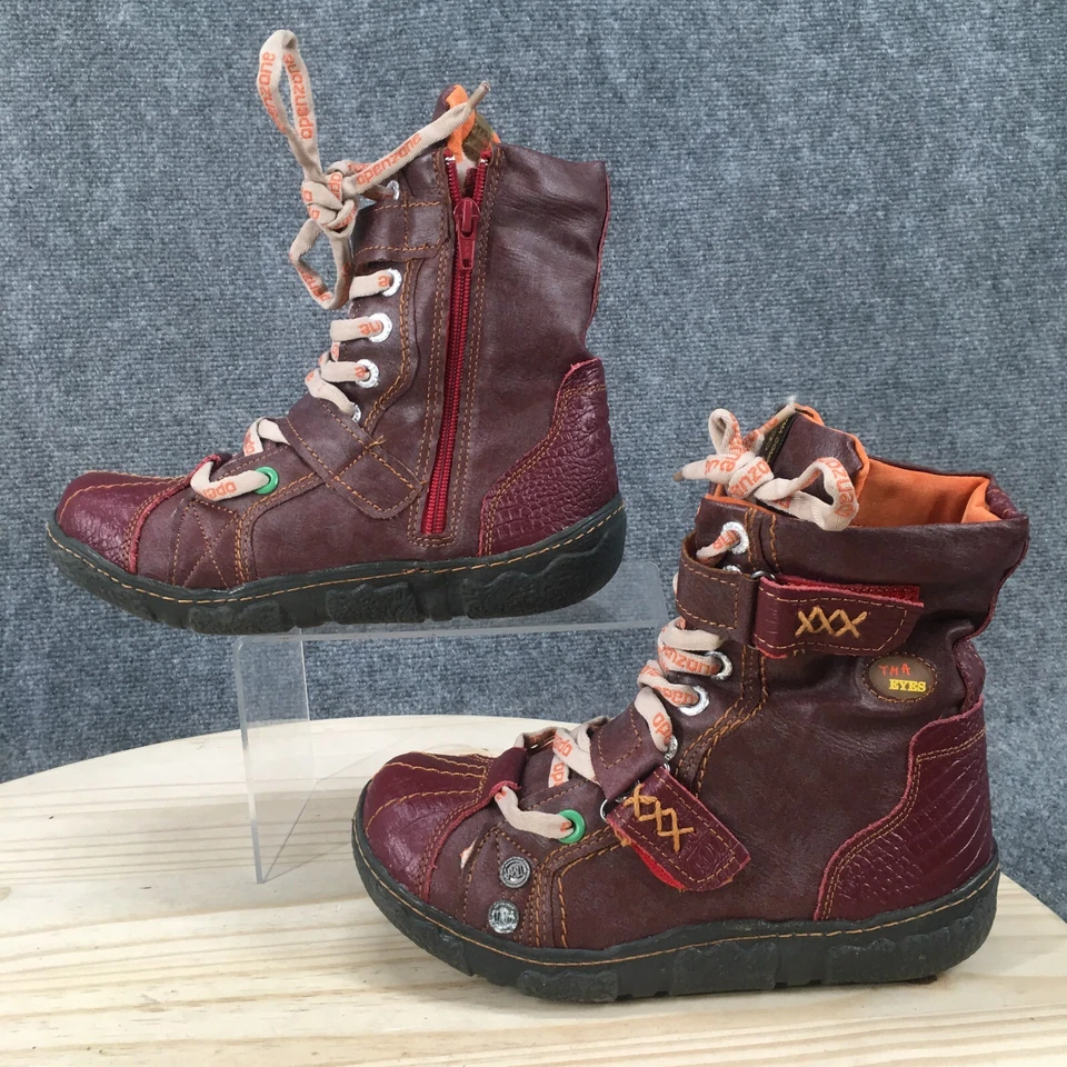 Botas Tma Eyes para mujer 37 con cordones media pantorrilla punta redonda forradas de piel sintética cómodas rojas Foto 2 de 4