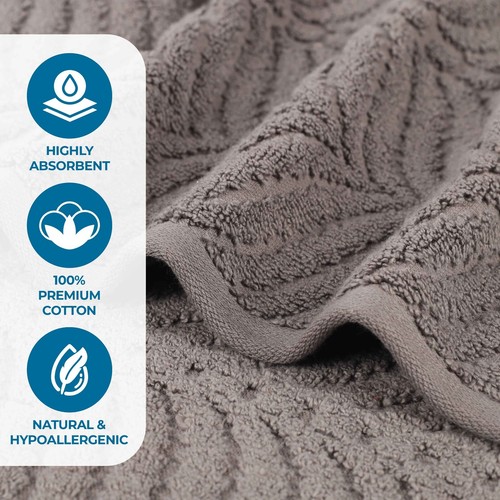 Zero Twist Cotton Solid and Jacquard Chevron Soft Bath Sheet Assorted Set of 2 - Picture 32 of 113