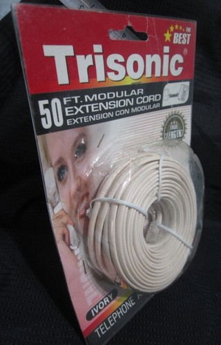 New 50 FT TELEPHONE EXTENSION CORD Trisonic Beige TS-850 Phone Cable - Zdjęcie 8 z 16