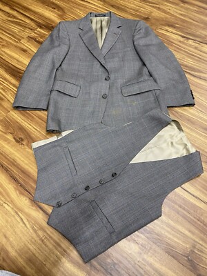 Vtg 70/80s American Craftsman Hamilton Clothes 2pc Suit & Vest Sz 38