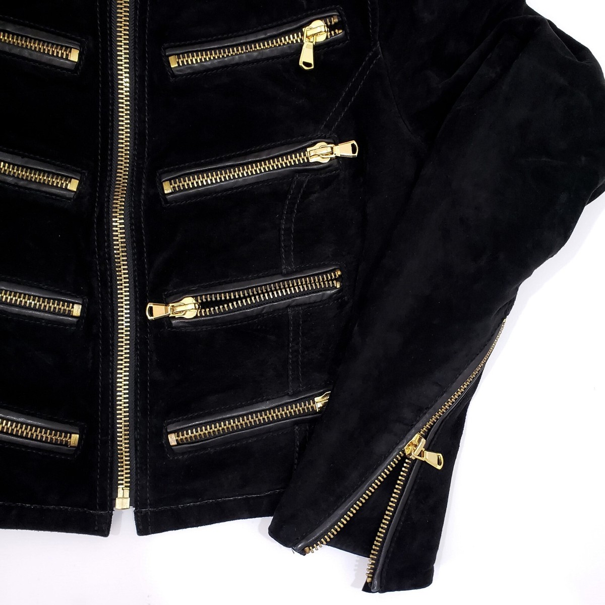 ROCK'N BLUE SAKI ZESTA Suede Leather Biker Moto Jacket Zip Detail